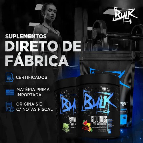 Kit 2x Pré Treino Bulk Nutrition Stoutness 300g Maçã E Frutas