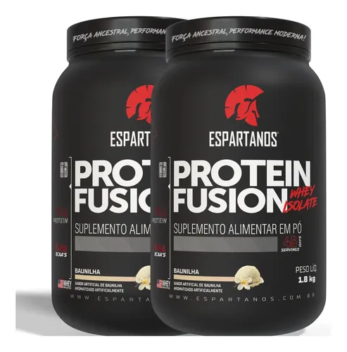 Kit 2x suplemento em po whey protein fusion 1800g espartanos
