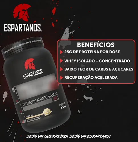 Kit 2x Suplemento Em Pó Whey Protein Fusion 1800g Espartanos