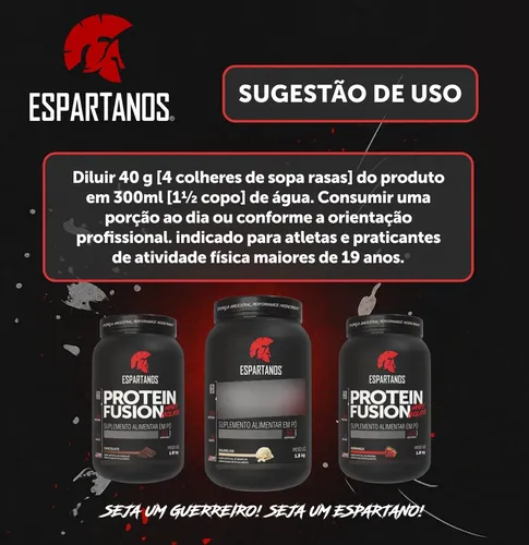 Kit 2x Suplemento Em Pó Whey Protein Fusion 1800g Espartanos