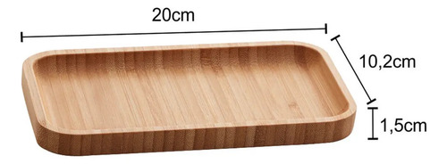 Kit 3 Bandejas De Bambu Retangular Para Cozinha 20x10cm Peti Lyor Hire