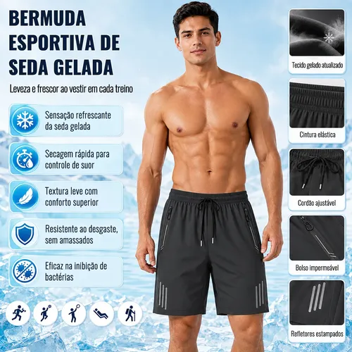 Kit 3 Bermuda Masculina Short Tactel Secagem Rápida Academia