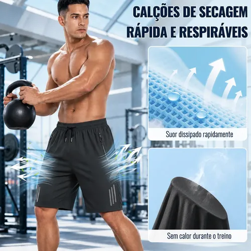 Kit 3 Bermuda Masculina Short Tactel Secagem Rápida Academia