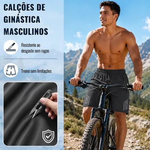 Kit 3 Bermuda Masculina Short Tactel Secagem Rápida Academia