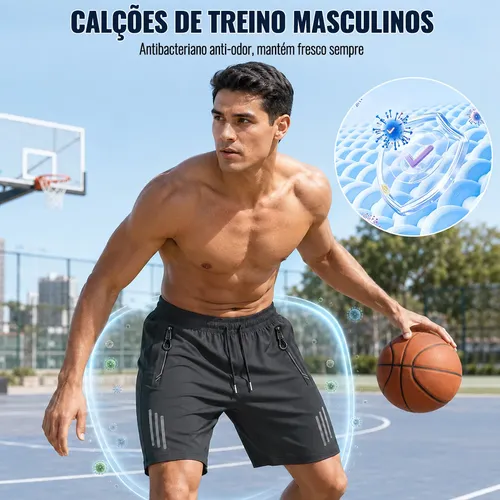 Kit 3 Bermuda Masculina Short Tactel Secagem Rápida Academia
