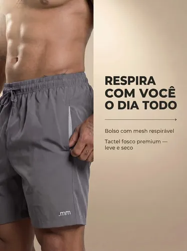 Kit 3 Bermuda Masculina Tactel Com Elastano Academia Treino