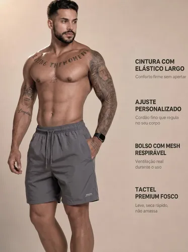 Kit 3 Bermuda Masculina Tactel Com Elastano Academia Treino
