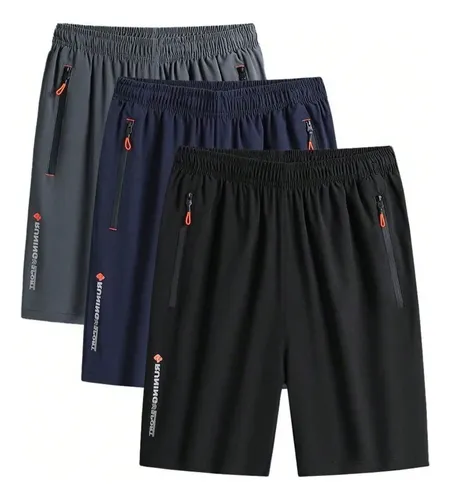 Kit 3 bermudas dry fit de seda gelada esportivas premium