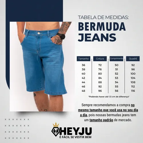Kit 3 Bermudas Jeans Masculina Lycra Elastano