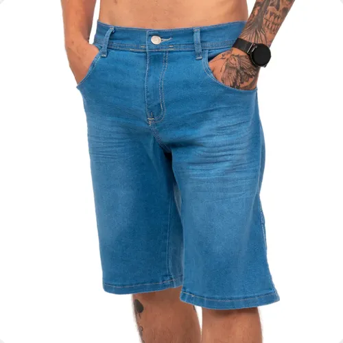 Kit 3 Bermudas Jeans Masculina Lycra Elastano