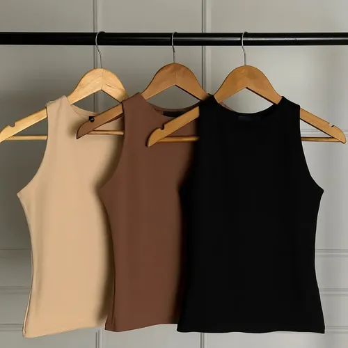 Kit 3 Blusa Regata Feminina Forro Básica Tendencia Gringa 35
