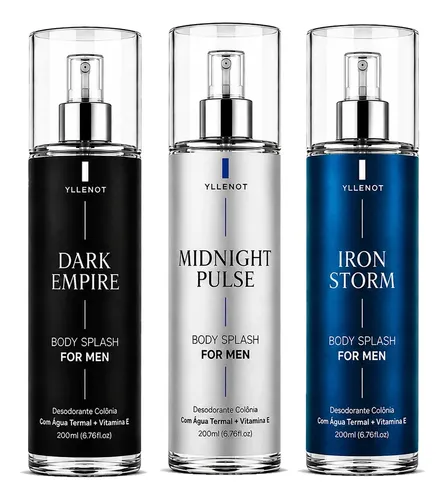 Kit 3 body splash masculino 200ml perfume de luxo for men