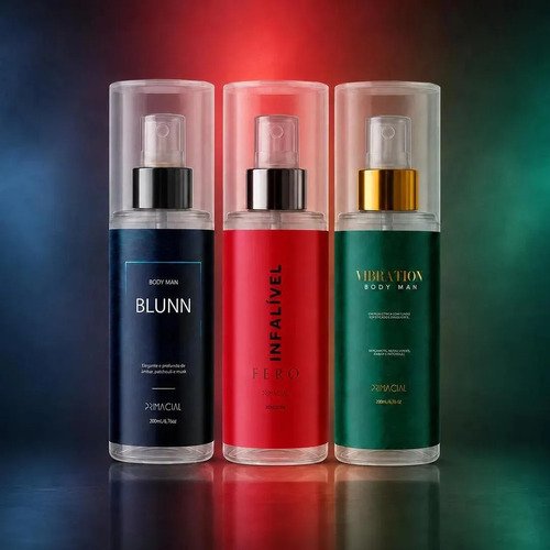 Kit 3 body splash masculino vibration blunn infalivel fero b