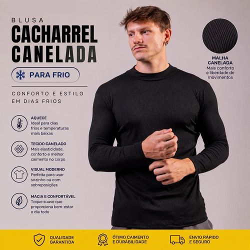 Kit 3 Cacharrel Suéter Canelada Masculina Inverno Premium