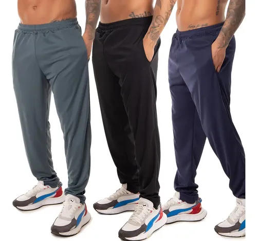 Kit 3 calca esportiva elastano academia masculina treino