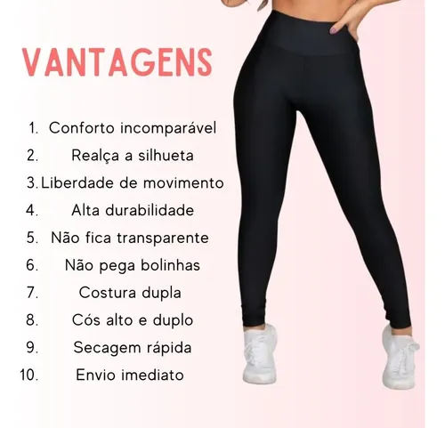 Kit 3 Calças Feminina Legging Grossa Para Academia Cós Alto