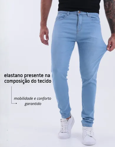 Kit 3 Calças Jeans Skinny Masculina Com Lycra Estica Bem Nf
