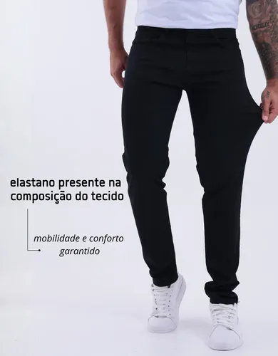Kit 3 Calças Jeans Skinny Masculina Com Lycra Estica Bem Nf