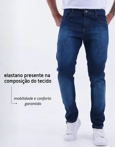 Kit 3 Calças Jeans Skinny Masculina Com Lycra Estica Bem Nf