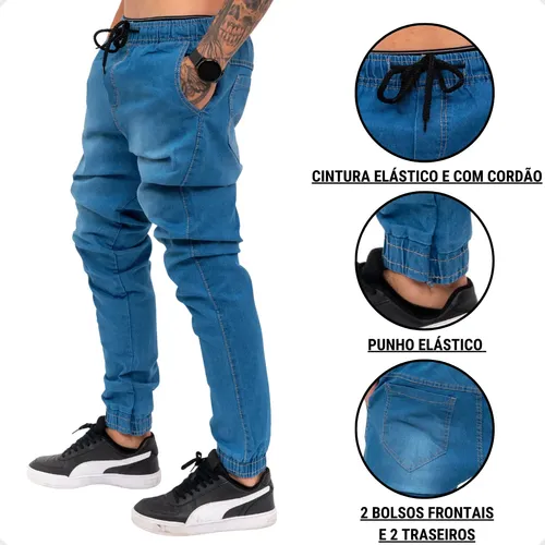 Kit 3 Calças Jogger Masculina Jeans Com Punho Elastico