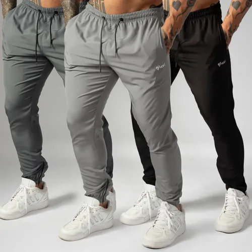 Kit 3 calcas jogger masculinas de tactel com elastano ziper