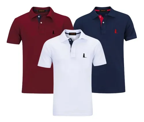 Kit 3 camisas gola polo original camisetas blusas qualidade