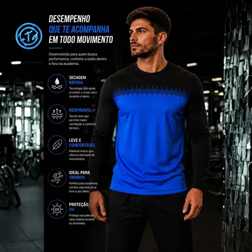 Kit 3 Camiseta Dry Fit Manga Longa Proteção Segunda Pele