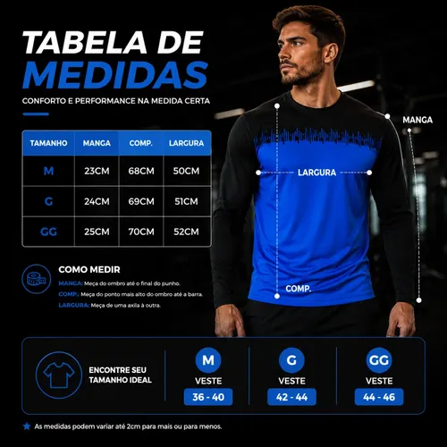 Kit 3 Camiseta Dry Fit Manga Longa Proteção Segunda Pele