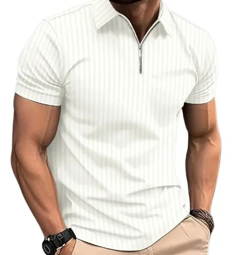 Kit 3 Camiseta Polo Manga Curta Com Zíper Masculina Canelada