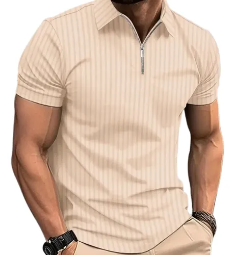 Kit 3 Camiseta Polo Manga Curta Com Zíper Masculina Canelada