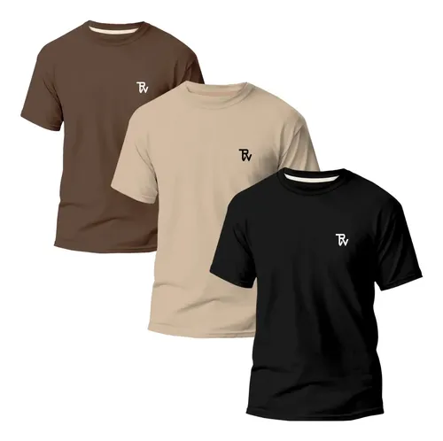 Kit 3 camisetas basicas masculina slim algodao t01