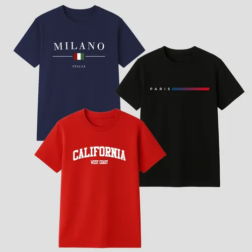 Kit 3 camisetas masculina 100 algodao premium verao casual