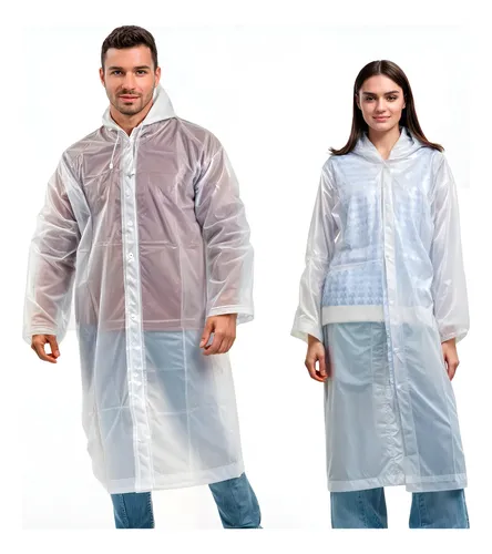 Kit 3 capa de chuva reforcada pvc transparente resistente