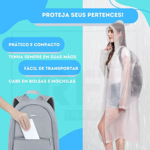 Kit 3 Capa De Chuva Reforçada Pvc Transparente Resistente