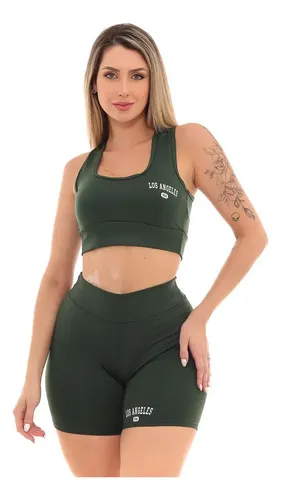 Kit 3 Conjunto Top Shorts Feminino Los Angeles Fitness
