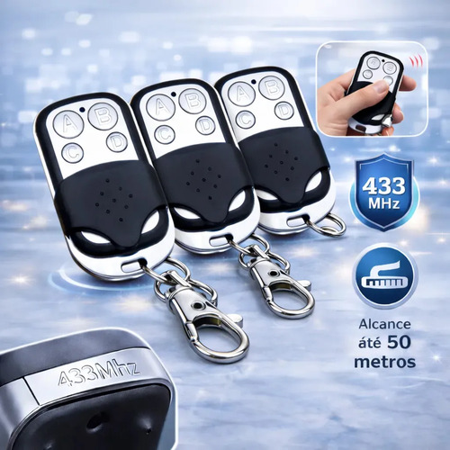 Kit 3 controle remoto universal 4 botoes para portao eletron