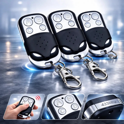 Kit 3 Controle Remoto Universal 4 Botões Para Portão Eletrônico Automatico Alarme Cerca Elétrica 433mhz Chrome Technology