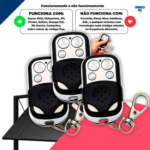 Kit 3 controle remoto universal para portao eletronico autom