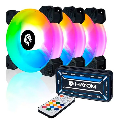 Kit 3 cooler fan led rgb 120mm gabinete gamer c controladora