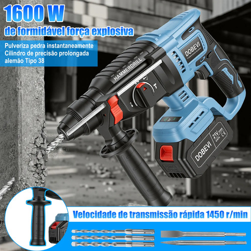 Kit 3 Em 1 Ferramentas Eletrica Furadeira Impacto 2 Bateria