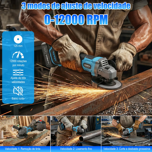 Kit 3 Em 1 Ferramentas Eletrica Furadeira Impacto 2 Bateria