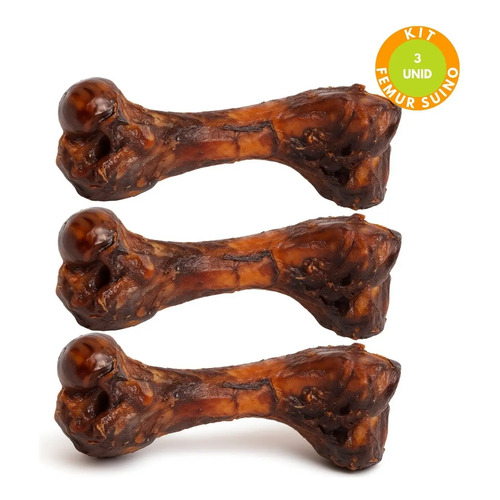 Kit 3 femur suina osso natural desidratada pet grande medios