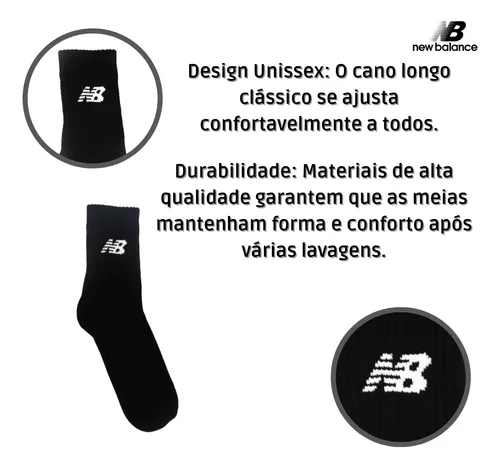 Kit 3 Meias New Balance Cano Longo 39 Ao 42 Casual Básico