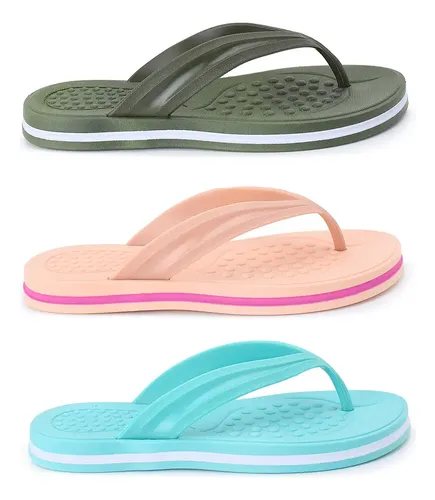 Kit 3 pares chinelo feminino fitscarpa leve macio anatomico