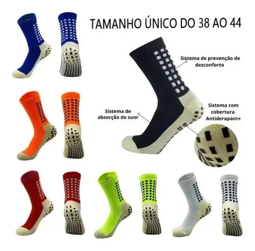 Kit 3 Pares Meia Antiderrapante Esportiva Futebol Treino