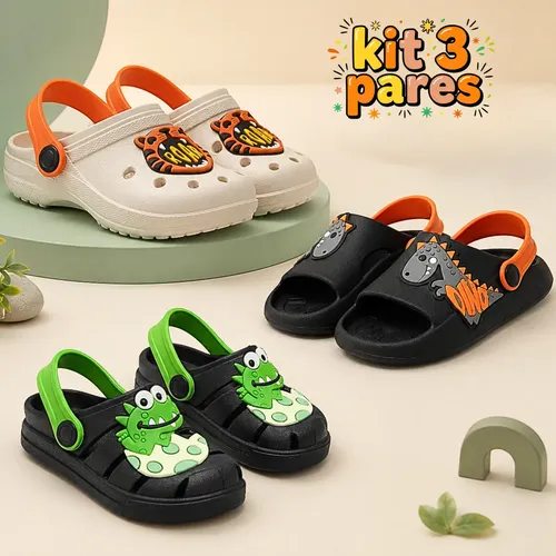Kit 3 pares papete infantil menino nuvem sandalia conforto