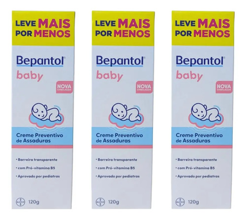 Kit 3 Pomadas Contra Assaduras Bepantol Baby 120g Total 360