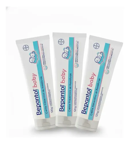 Kit 3 protecao bepantol baby 120g creme facil limpeza