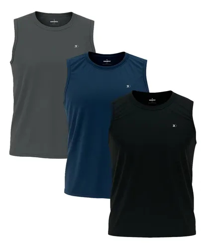 Kit 3 regata dry fit lisa masculina sandrini academia casual