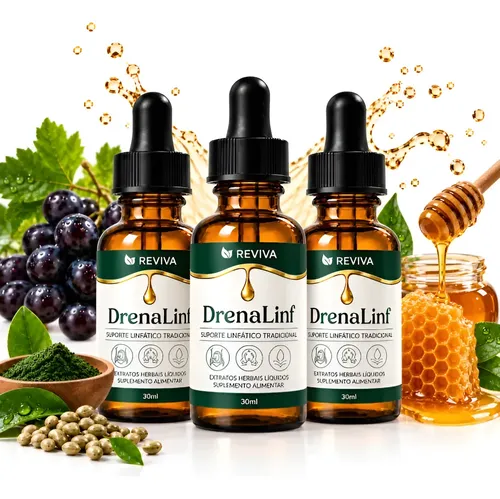 Kit 3 reviva drenagem linfatica em gotas sabor mel